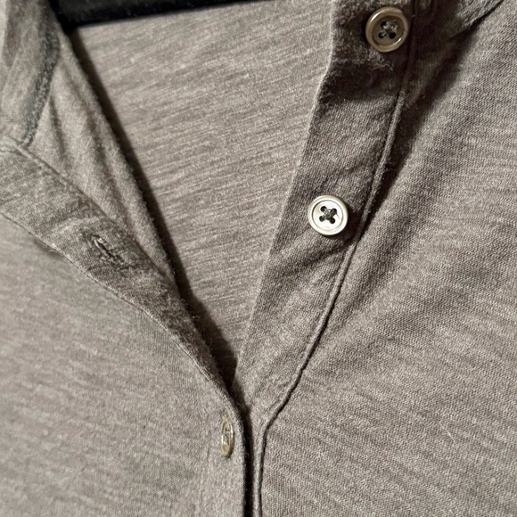 JAMES PERSE Standard Dark charcoal Gray Henley Long Sleeve Slub Jersey Shirt - Picture 4 of 9